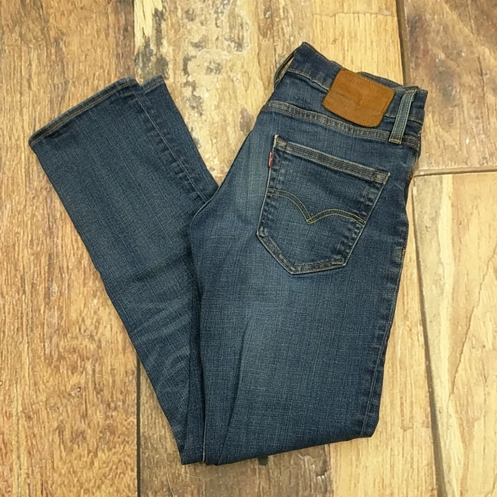 Levi's 511 Premium Denim Blue Jeans Big E Leather Patch 27" Waist 29" Inseam - Picture 1 of 8